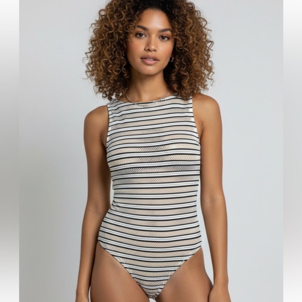 Fashion Nova Mesh Black & White Bodysuit​​